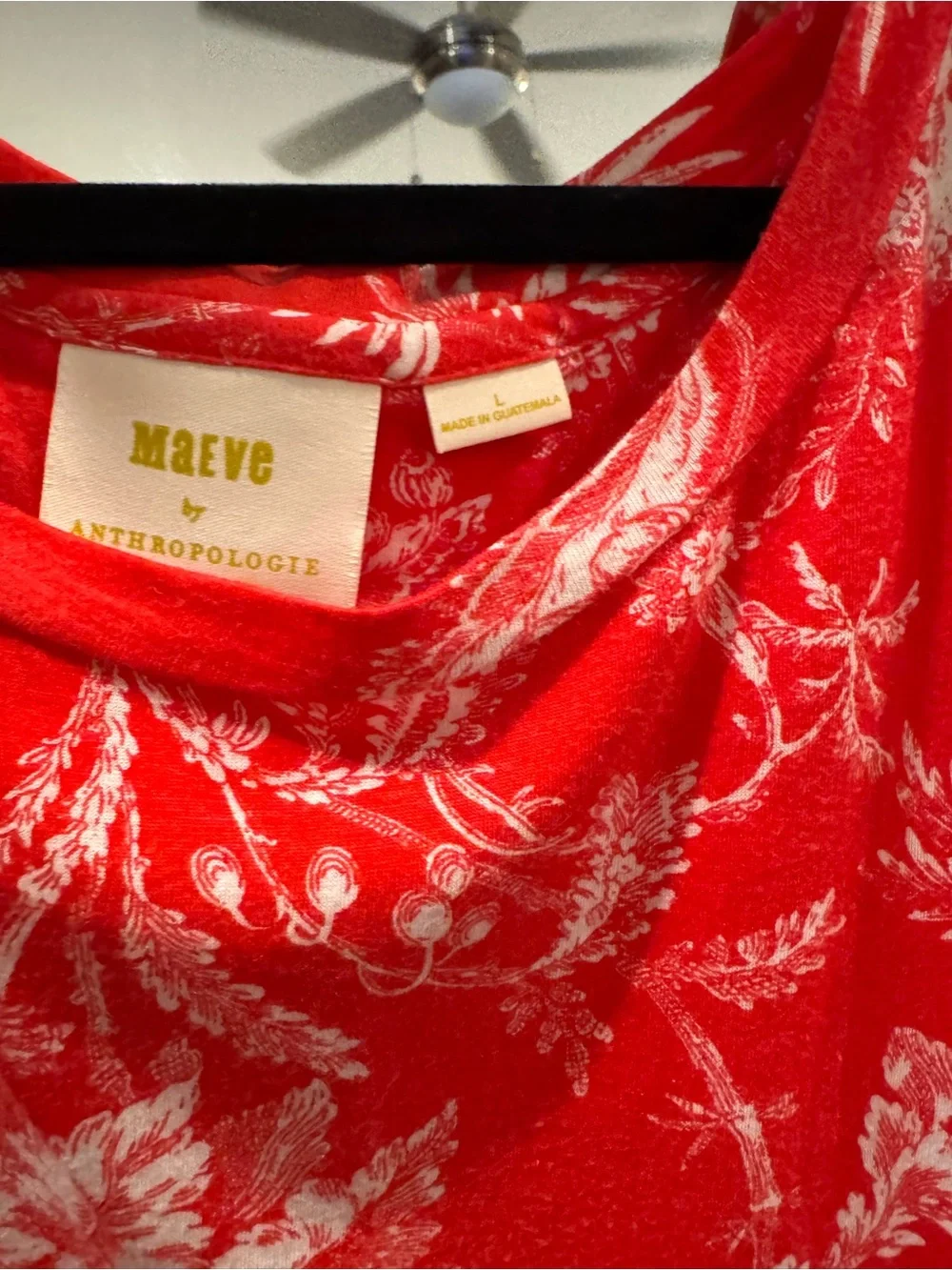 Anthropologie Red Short-Sleeve Floral Adjustable Tie-Waist Tee - Picture 2 of 2